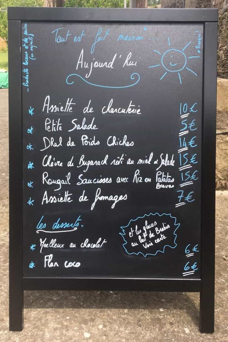 Exemple d'ardoise du jour